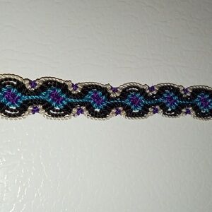 Handcrafted Black and Blue Woven Bracelet